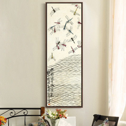 Qi Baishi,Dragonfly swarm,Chinese painting,Vertical Narrow Art,large wall art,framed wall art,canvas wall art,M609