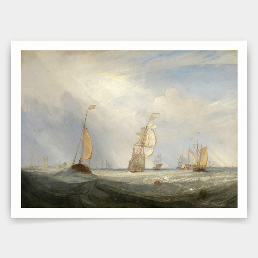TURNER, Joseph Mallord William,Helvoetsluys; the City of Utrecht, 64, Going to Sea,art prints,Vintage art,canvas wall art,famous art,V5057,