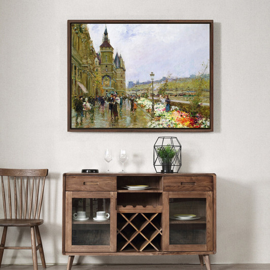 Georges Stein,Flower Sellers by the Seine,large wall art,framed wall art,canvas wall art,large canvas,M3919