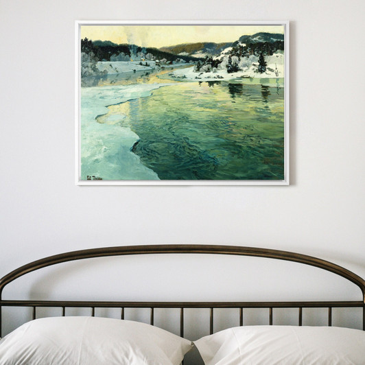 Fritz Thaulow,Winter on the Mesna River Near Lillehammer,large wall art,framed wall art,canvas wall art,large canvas,M3836