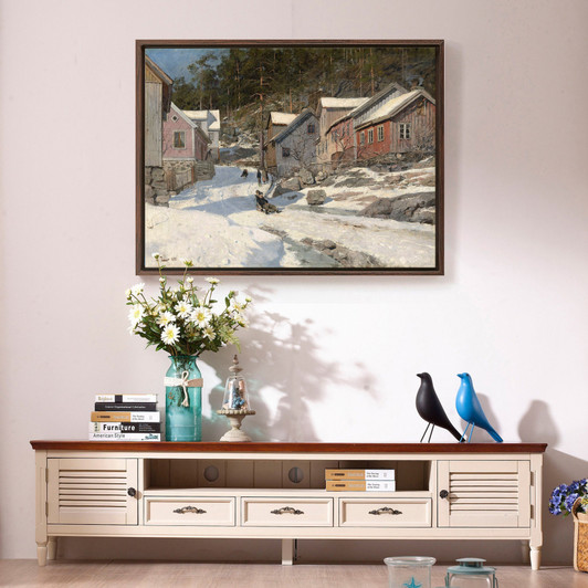 Frits Thaulow,Street in Kragero,winter countryside,large wall art,framed wall art,canvas wall art,large canvas,M3829