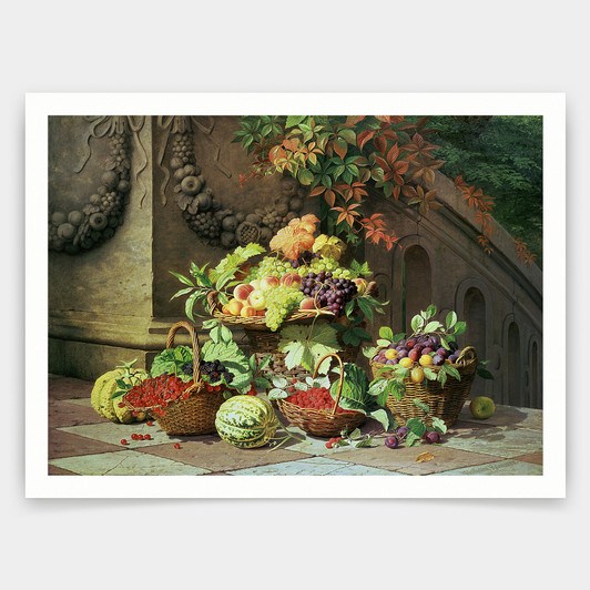 William Hammer,Baskets of Summer Fruits,art prints,Vintage art,canvas wall art,famous art prints,V5153