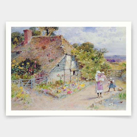 William Stephen Coleman,Watching the Ducks,art prints,Vintage art,canvas wall art,famous art prints,V5180