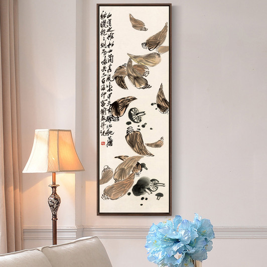 Qi Baishi,Bamboo shoots and mushrooms,Chinese painting,Vertical Narrow Art,large wall art,framed wall art,canvas wall art,M585
