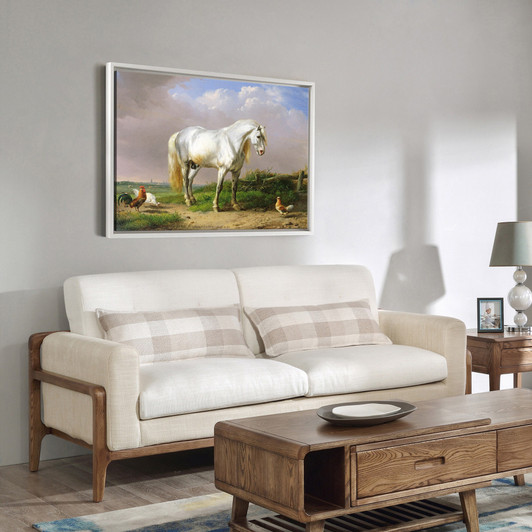 Eugene Joseph Verboeckhoven,Grey Stallion,large wall art,framed wall art,canvas wall art,large canvas,M3685