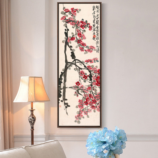 Qi Baishi,Apricot flowers in spring,Chinese painting,Vertical Narrow Art,large wall art,framed wall art,canvas wall art,M578