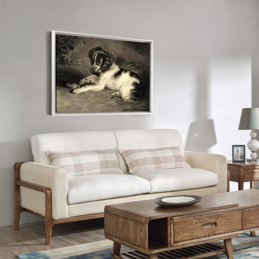 Edwin Landseer,Puppy and Frog,large wall art,framed wall art,canvas wall art,large canvas,M3616