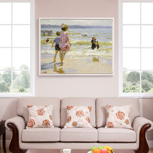 Edward Henry Potthast,At the Seashore,large wall art,framed wall art,canvas wall art,large canvas,M3579