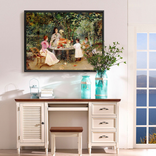 Edouard Frederic Wilhelm Richter,Teatime in the Garden,large wall art,framed wall art,canvas wall art,large canvas,M3558