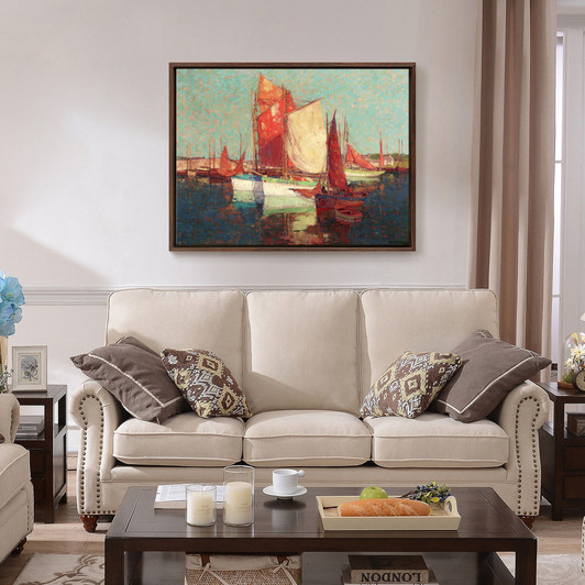 Edgar Payne,French Fishing Boats Off the Coast,large wall art,framed wall art,canvas wall art,large canvas,M3537