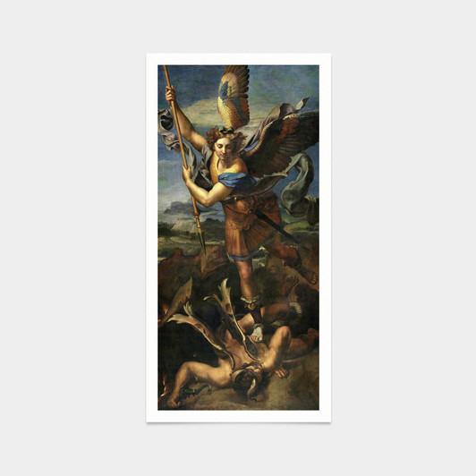 Raphael,Saint Michael Vanquishing Satan, 1518,art prints,Vintage art,canvas wall art,famous art prints,vertical narrow prints,V7771