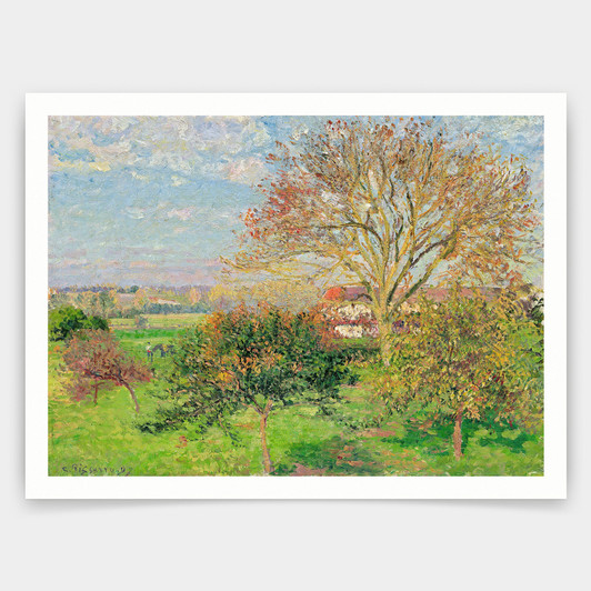 Camille Pissarro,Autumn Morning at Eragny 1897,art prints,Vintage art,canvas wall art,famous art prints,q805