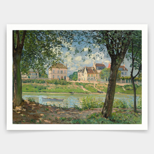 Alfred Sisley,The town of Villeneuve-la-Garenne,Village on the banks of the Seine,art prints,Vintage art,canvas wall,famous art prints,q752