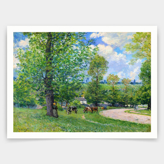 Alfred Sisley,Cows in Pasture, Louveciennes,art prints,Vintage art,canvas wall art,famous art prints,q739