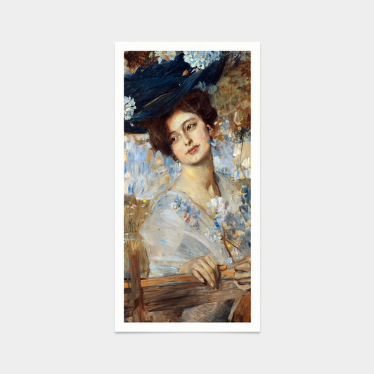 Tito Ettore,woman portrait in dress,Light blue,art prints,Vintage art,canvas wall art,famous art prints,V7780