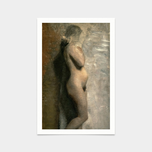 Vilhelm Hammershoi,Naked Female Model, Profile, 1886,art prints,Vintage art,canvas wall art,famous art prints,V2901
