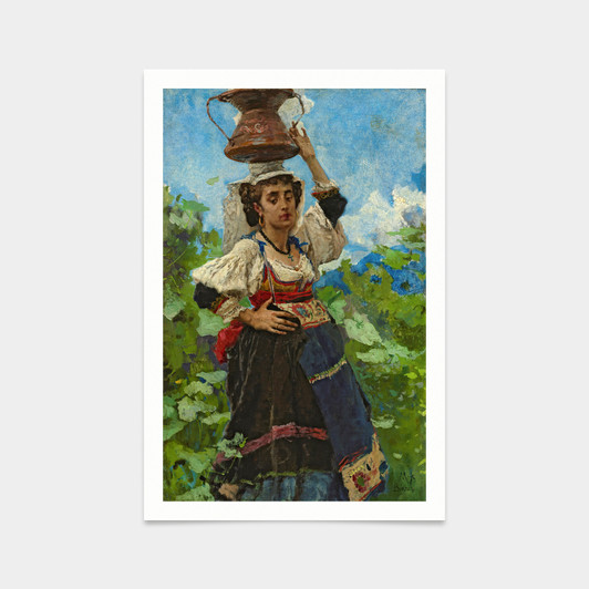 Mose di Giosue Bianchi,A woman with a pitcher,art prints,Vintage art,canvas wall art,famous art prints,V2778