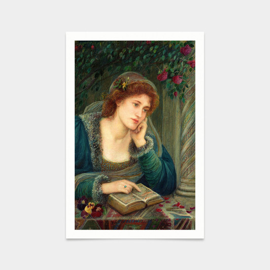 Marie Spartali Stillman,Beatrice,Woman Reading Art,art prints,Vintage art,canvas wall art,famous art prints,V2770