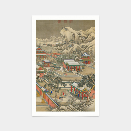 Lang Shining,Ancient Chinese Architecture,Chinese Flower Print,art prints,Vintage art,canvas wall art,famous art prints,V2731