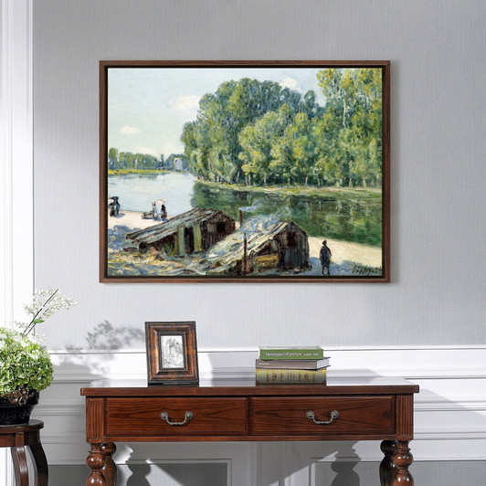 Alfred Sisley,Huts along the Canal du Loing, effect of sunlight,large wall art,framed wall art,canvas wall art,large canvas,M3056
