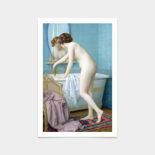 Jules Scalbert,Young Woman Preparing her Bath ,art prints,Vintage art,canvas wall art,famous art prints,V2695