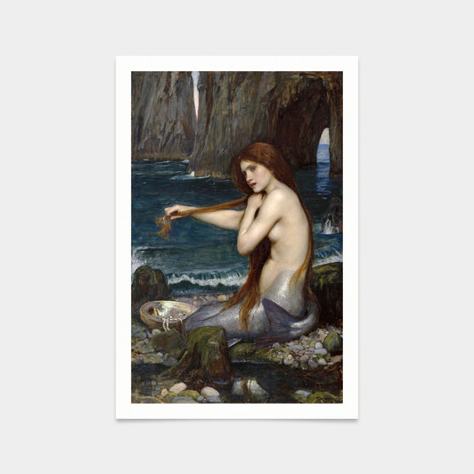 John William Waterhouse,A Mermaid,art prints,Vintage art,canvas wall art,famous art prints,V2662