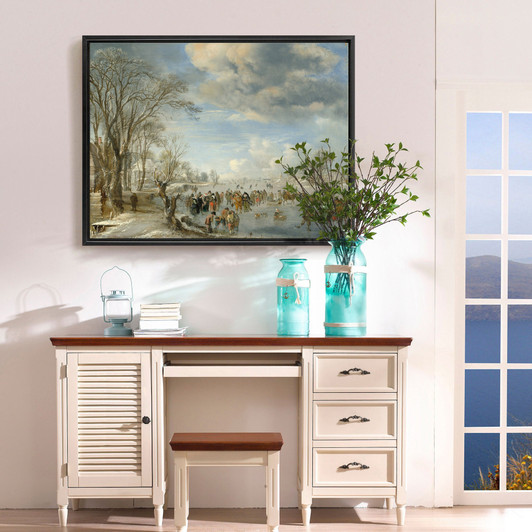 Aert van der Neer,Winter in Holland Skating Scene,large wall art,framed wall art,canvas wall art,large canvas,M2982