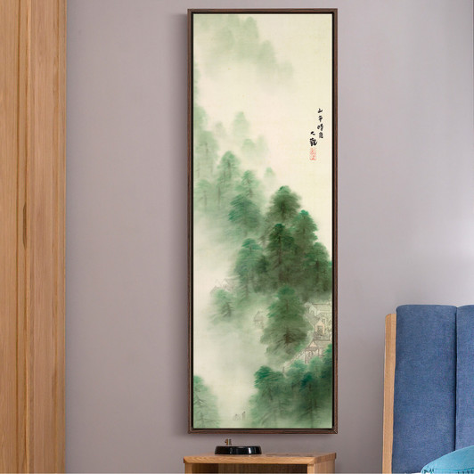 Yokoyama Taikan,Mountain Village After Storm,Japanese Landscape Painting,Vertical Narrow Art,Large Wall Art,Framed Wall Art,Canvas Wall,M853