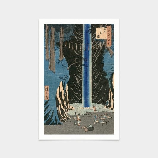 Hiroshige,oji fudo no taki,Waterfall rest and bath,japanese painting,art prints,Vintage art,canvas wall art,famous art prints,V2558
