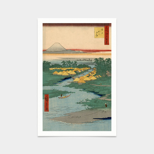 Hiroshige,Horie nekozane,Thatched cottage in fishing village,japanese painting,art prints,Vintage art,canvas wall art,famous art print,V2534