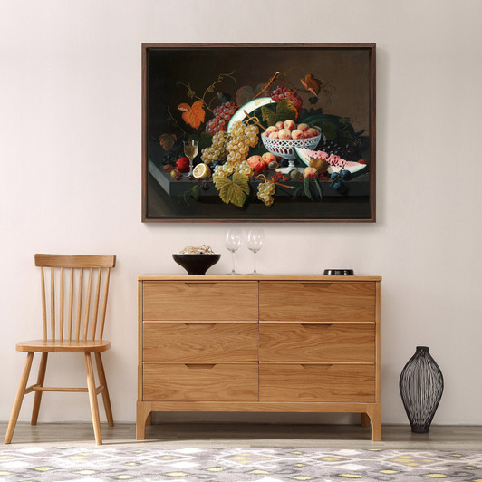 Severin Roesen,Still Life with Fruit,Grape peach watermelon,canvas print,canvas art,canvas wall art,large wall art,framed wall art,p1398