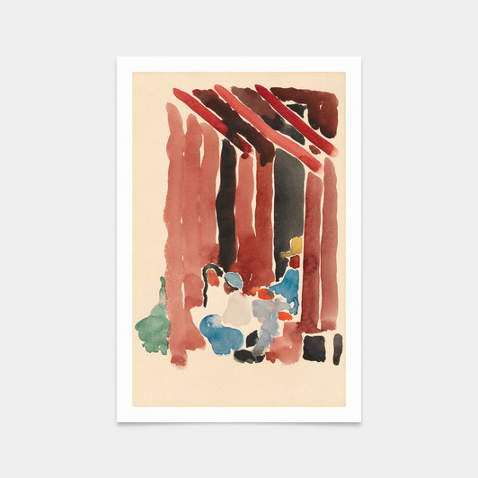 Georgia O'Keeffe,Figures Under Rooftop, 1918,art prints,Vintage art,canvas wall art,famous art prints,V2442