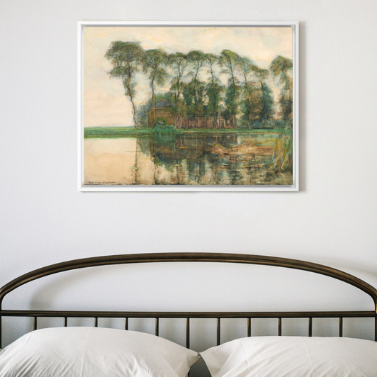 Piet Mondrian,Farmstead along the water screened by nine tall trees,canvas print,canvas art,canvas wall art,large wall art,framed art,p1365