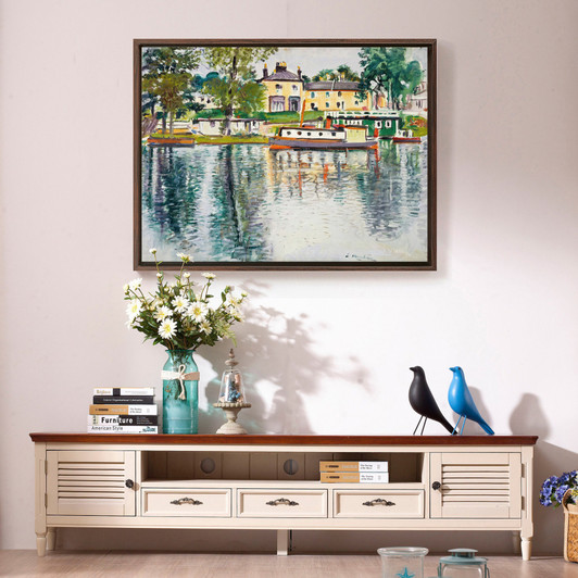 Leslie Hunter,Reflections, Balloch ,Riverside villa scenery,canvas print,canvas art,canvas wall art,large wall art,framed wall art,p1205