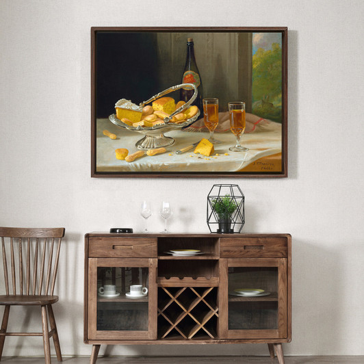 John F. Francis,Still Life with Silver Cake Basket,Bread wine still life,canvas print,canvas art,canvas wall art,large wall art,framed,p1165