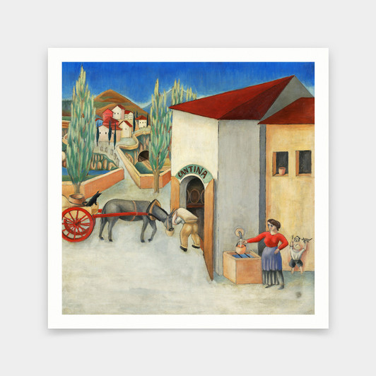 Gigiotti Zanini,Paesaggio con carretto,art prints,Vintage art,canvas wall art,famous art prints,q2687