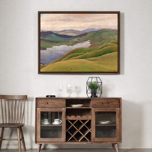 Elioth Gruner,Field landscape,river,mountain,grassland landscape,canvas print,canvas art,canvas wall art,large wall art,framed wall art,p977