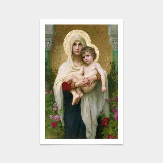 William-Adolphe Bouguereau,The Madonna of the Roses, 1903,art prints,Vintage art,canvas wall art,famous art prints,2V152