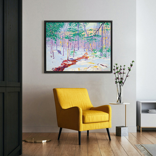 E. Ambrose Webster,Brook in Winter,Winter forest landscape, snow,canvas print,canvas art,canvas wall art,large wall art,framed wall art,p936