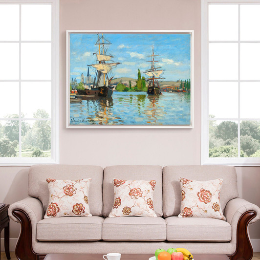 Claude Monet,Ships Riding on the Seine at Rouen,canvas print,canvas art,canvas wall art,large wall art,framed wall art,p886