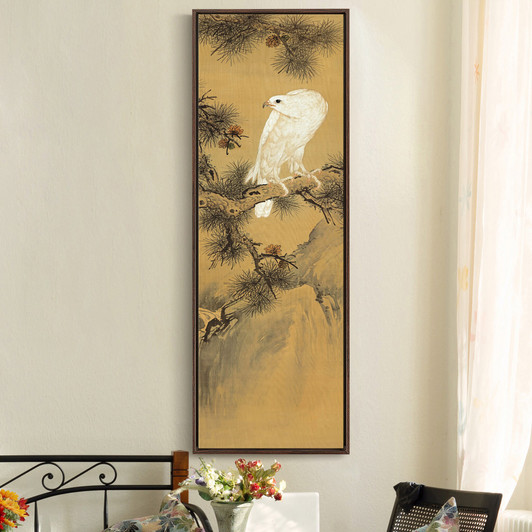 Giuseppe Castiglione,White Eagles on pine treesChinese painting,Vertical Narrow Art,large wall art,framed wall art,canvas wall art,M426