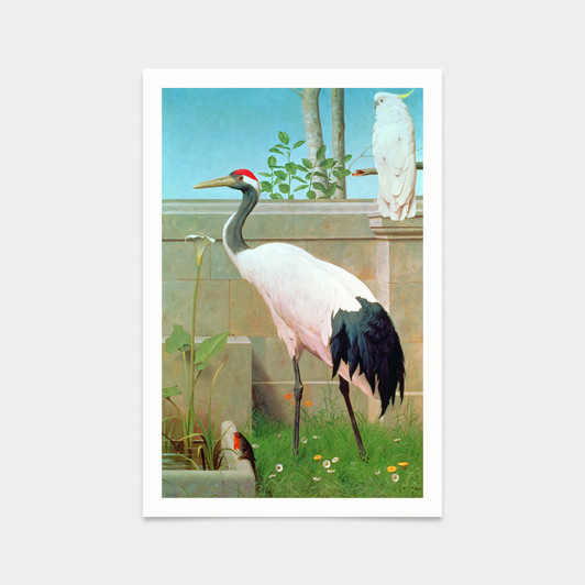 Henry Stacey Marks,Manchurian Crane, Cockatoo and Robin,art prints,Vintage art,canvas wall art,famous art prints,2V69