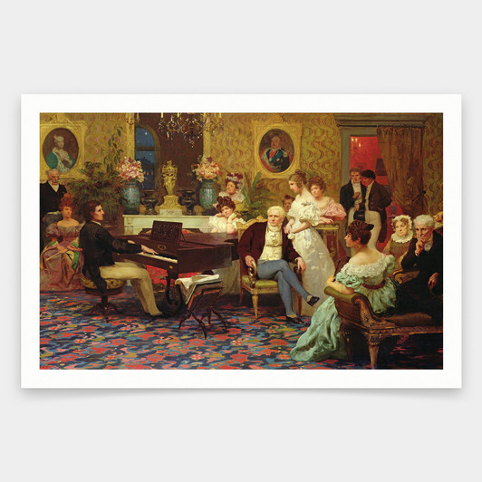Hendrik Siemiradzki,Chopin Playing the Piano in Prince Radziwills Salon,art prints,Vintage art,canvas wall art,famous art prints,V1476