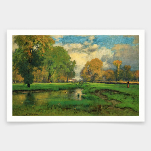 George Inness,October, 1886,art prints,Vintage art,canvas wall art,famous art prints,V1408