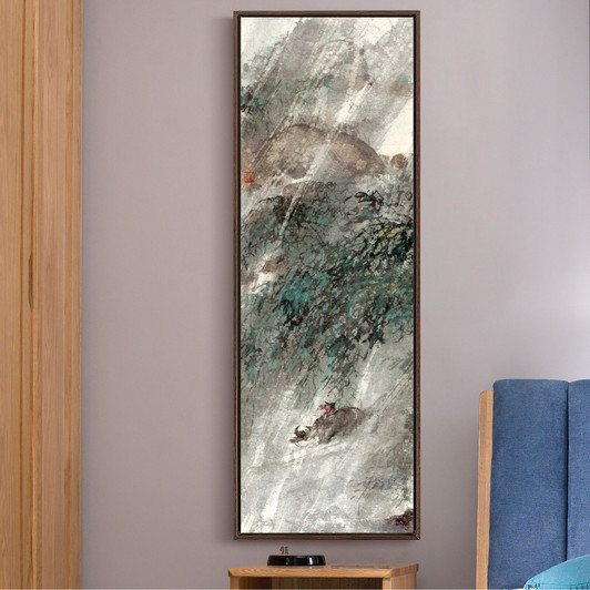 Fu Baoshi,,Riding cattle home in the rainstorm,Chinese painting,Vertical Narrow Art,large wall art,framed wall art,canvas wall art,M408