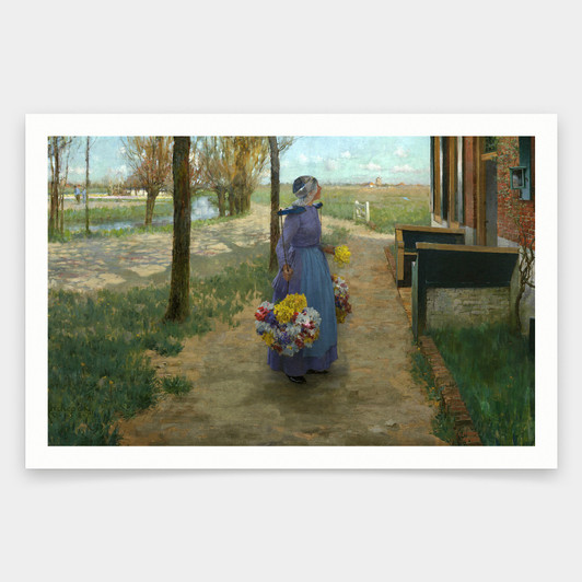 George Hitchcock,Flower Girl in Holland, 1887,art prints,Vintage art,canvas wall art,famous art prints,V1404
