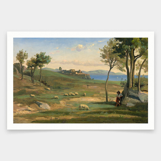 Jean Baptiste Camille Corot,Italian Landscape,art prints,Vintage art,canvas wall art,famous art prints,V1634