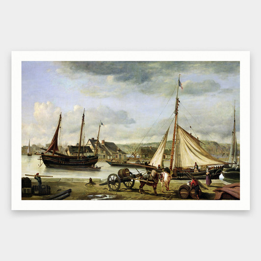 Jean Baptiste Camille Corot,The Quay at Rouen,art prints,Vintage art,canvas wall art,famous art prints,V1642