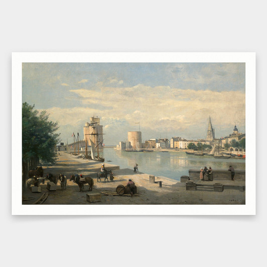 Jean-Baptiste Camille Corot,The Harbor of La Rochelle,art prints,Vintage art,canvas wall art,famous art prints,V1671