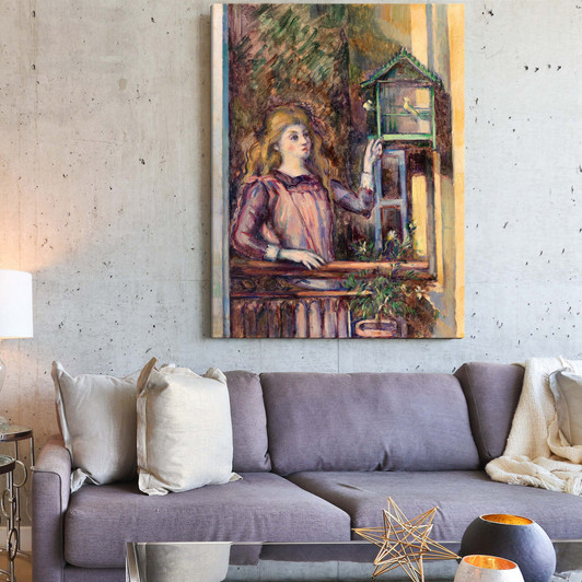 Paul Cézanne,Girl with Birdcage,canvas print,canvas art,canvas wall art,large wall art,framed wall art,p586